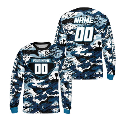Custom Camoflage Motocross Long Sleeve Jersey For Men, Custom Camo Dirt Bike Shirts ME0062