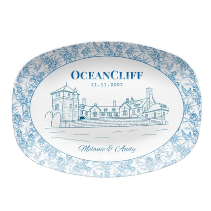 Custom Blue and White Wedding Venue Platter, Custom Platter For Wedding Engagement WD0060
