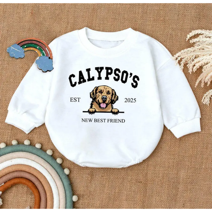 Personalized Dog New Best Friend Baby Romper Sweatshirt, Custom Dog Baby Sweatshirt Romper BB0473