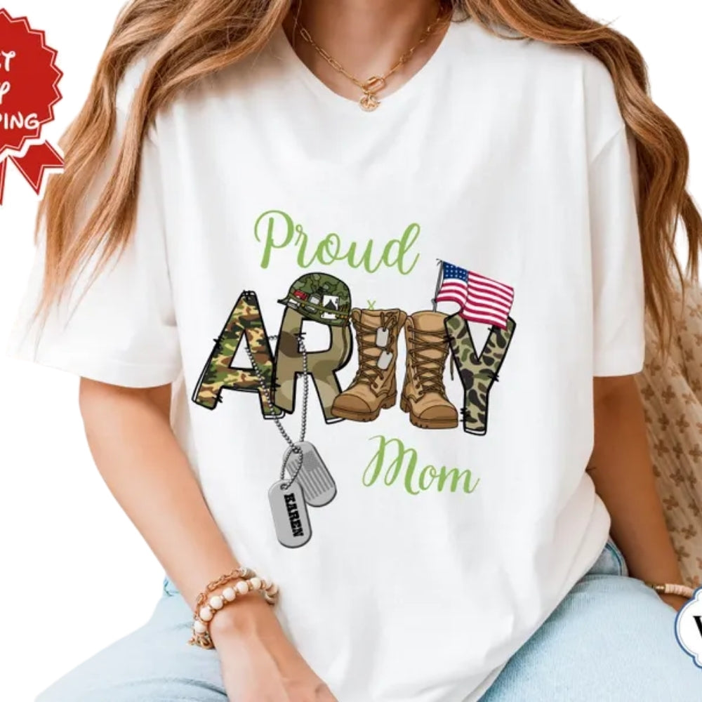 Custom Proud Army Matching Family T Shirts, Personalized Matching Army Family Shirts ET0293
