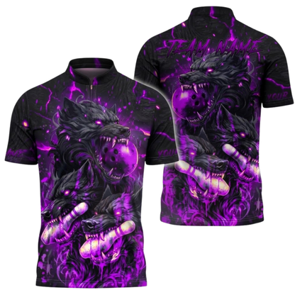 Custom Wolf Flame Bowling Jersey For Men, Custom Wolf Bowling Team Shirt BZ0988
