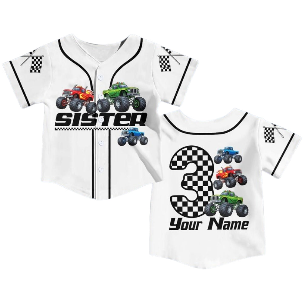 Custom Truck Birthday Boy Matching Family Baseball Jersey, Custom Birthday Construction Baseball Shirts For Family ET0715