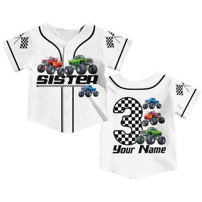 Custom Truck Birthday Boy Matching Family Baseball Jersey, Custom Birthday Construction Baseball Shirts For Family ET0715