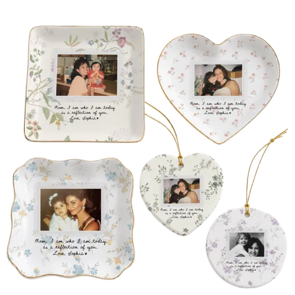 Custom Photo Mother of The Bride Floral Ring Dish, Personalized Floral Wedding Jewelry Dish for Mom WD0245