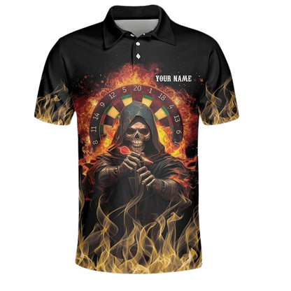 Custom Skull Darts Team Polo Shirts, Custom Flame Skull Darts Team Shirts DZ0033