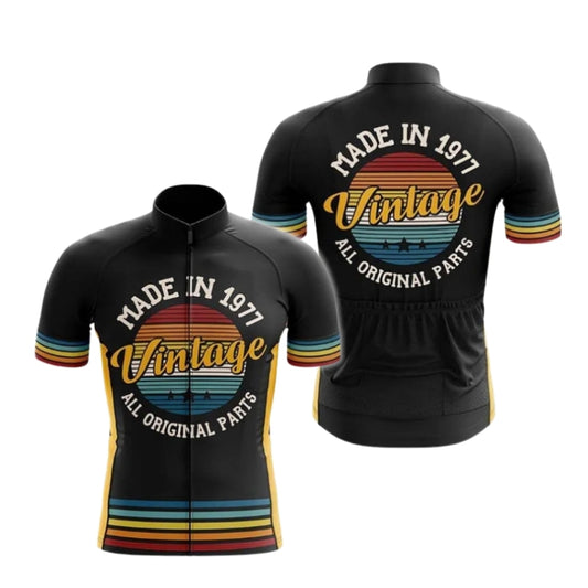 Made In 1977 Vintage All Original Parts Custom Retro Cycling Short Sleeve Men Jersey, Custom Year Retro Cycling Jerseys CG0495