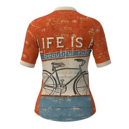Life Is A Beautiful Ride Short Sleeve Vintage Cycling Jersey Mens, Vintage Cycling Jerseys CZ0071