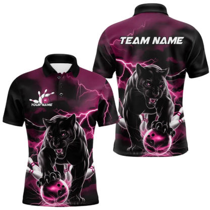 Custom Panther Thunder Bowling Polo Shirt For Men, Custom Panther Bowling Team Shirt BZ0989