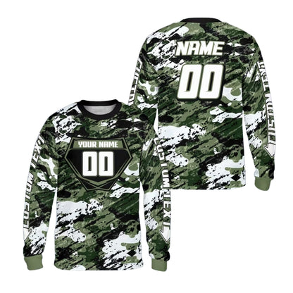 Custom Camoflage Motocross Long Sleeve Jersey For Men, Custom Camo Dirt Bike Shirts ME0062