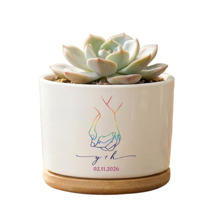 Personalized LGBT Wedding Flower Pot, Custom LGBT Planter WD0333