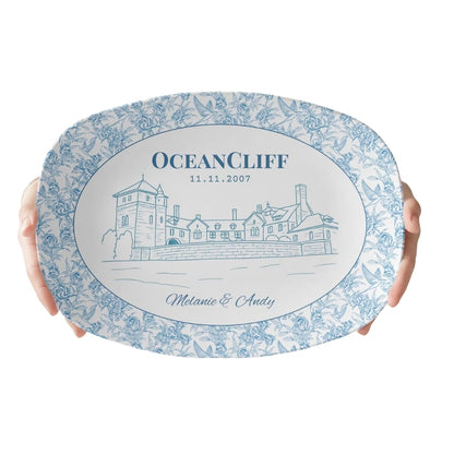 Custom Blue and White Wedding Venue Platter, Custom Platter For Wedding Engagement WD0060
