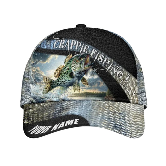 Custom Crappie Fishing Baseball Cap, Custom Fishing Lovers 3D Printed Caps CP0450