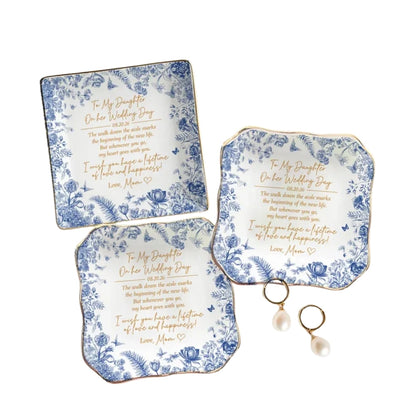 Personalized To My Daughter On Her Wedding Day Jewelry Dish, Custom Wedding Jewelry Dish  for Bride from Mom WD0042