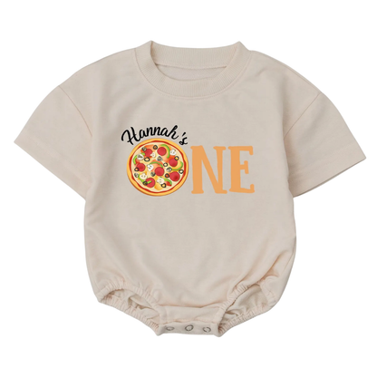 Custom Name Pizza First Birthday Baby T Shirt Romper, Custom 1st Birthday Baby Romper BB0042