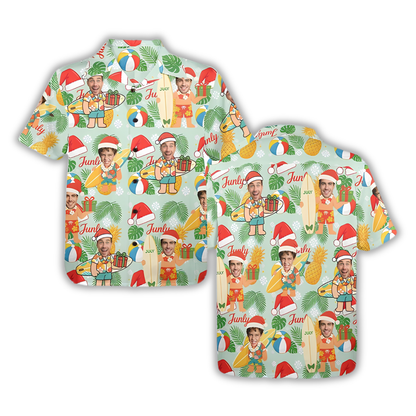 Custom Photo Christmas Tropical Hawaiian Shirt For Men Women, Custom Funny Faces Christmas Hawaiian Shirt HE0880