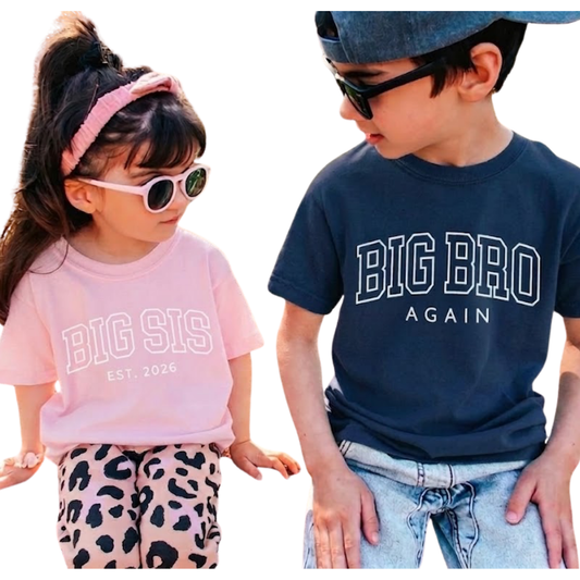 Big Brother Again Custom Year Sibling Baby Reveal Matching T Shirt, Custom Pregnancy Announcement Sibling Shirts ET1262