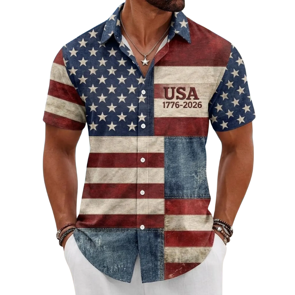 USA 1776-2026 American Flag Hawaiian Shirt, 4th Of July Hawaiian Shirt For Men Women HE0361