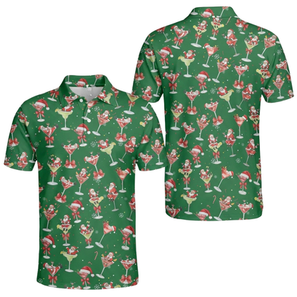 Men's Santa Margarita Golf Mens Polo Shirt Green, Cocktail Christmas Golf Shirt GZ0342