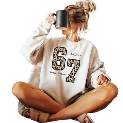 Leopard Six Seven 6 7 Sweatshirt, Funny Sweatshirt 2D0534