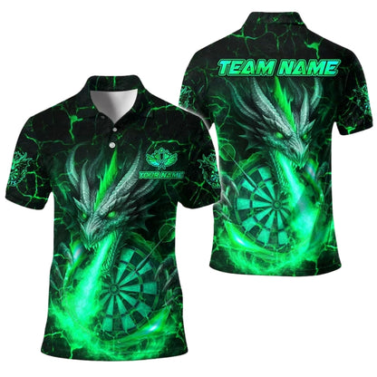 Custom Dragon Flame Dart Men's Polo Shirt, Custom Dragon Darts Shirt For Team DE0092