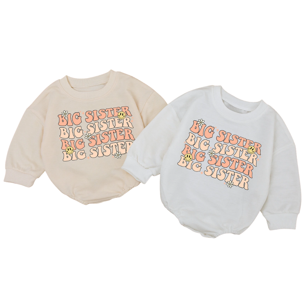 Big Sister Baby Romper Sweatshirt, Baby Big Sister Romper Sweatshirt BB0701