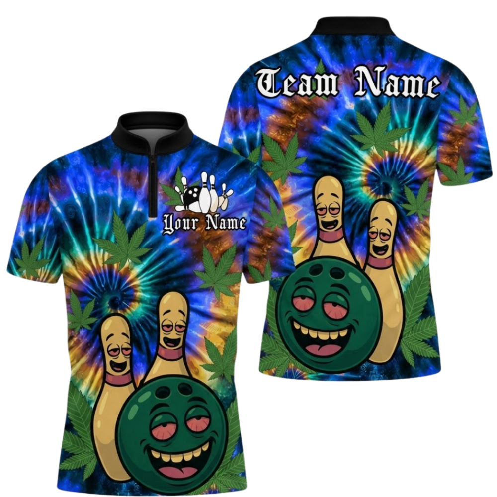 Custom Tie Dye Funny Ball Pins Bowling Polo Shirt Mens, Custom Tie Dye Bowling Team Shirts BZ0584