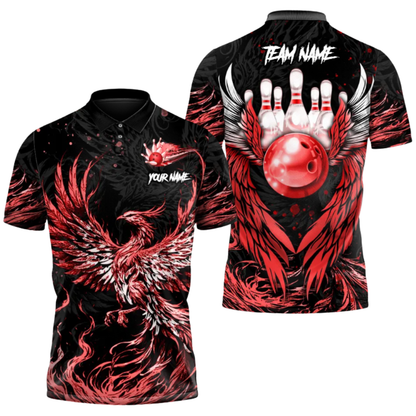 Custom Phoenix Bowling Mens Polo Shirt Red, Custom Phoenix Bowling Team Shirts BZ0740
