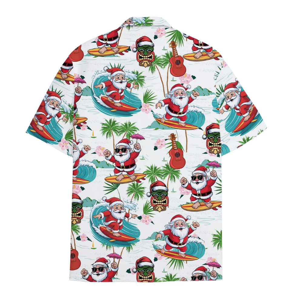 Tropical Santa Surfing Hawaiian Shirt For Men And Women, Christmas In July Hawaiian Shirts HE0464