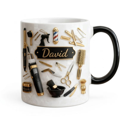 Custom Name Barber Coffee Mug, Personalized 3D Printed Mug For Barber ET0064