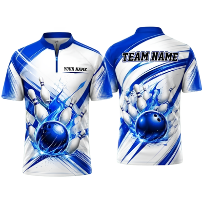 Flame Ball Custom Red White Bowling Jersey For Men, Custom Flame Bowling Team Shirts BZ0924