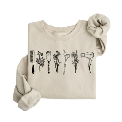 Minimalist Wildflower Hairstylist Sweatshirt, Hairstylist Hairdresser Sweatshirt 2D0813