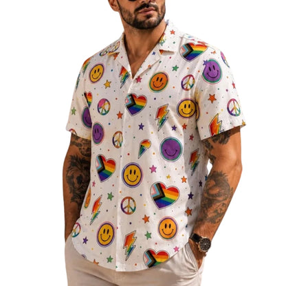 Rainbow Heart LGBT Hawaiian Shirt Men Women, LGBT Pride Hawaiian Shirts HE0404