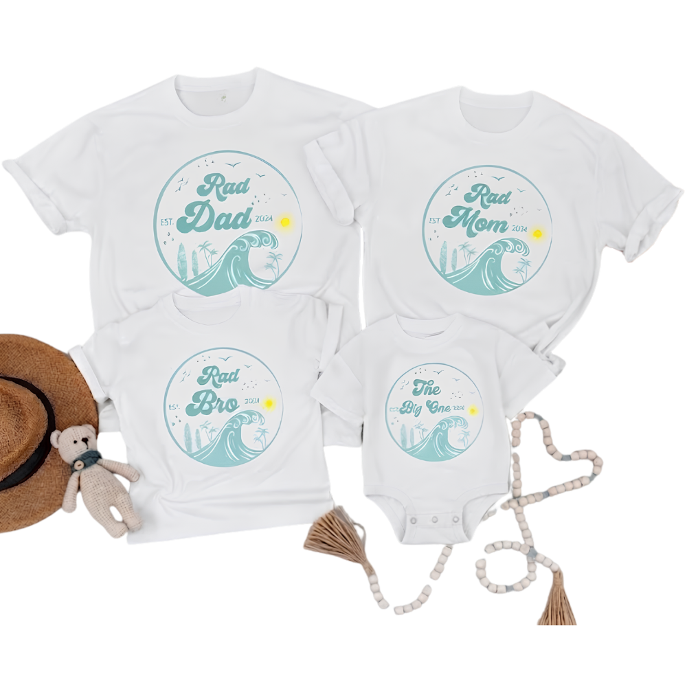 Personalized Surf First Birthday Family Matching T Shirts, Custom Surfing 1st Birthday Family Shirts ET1203