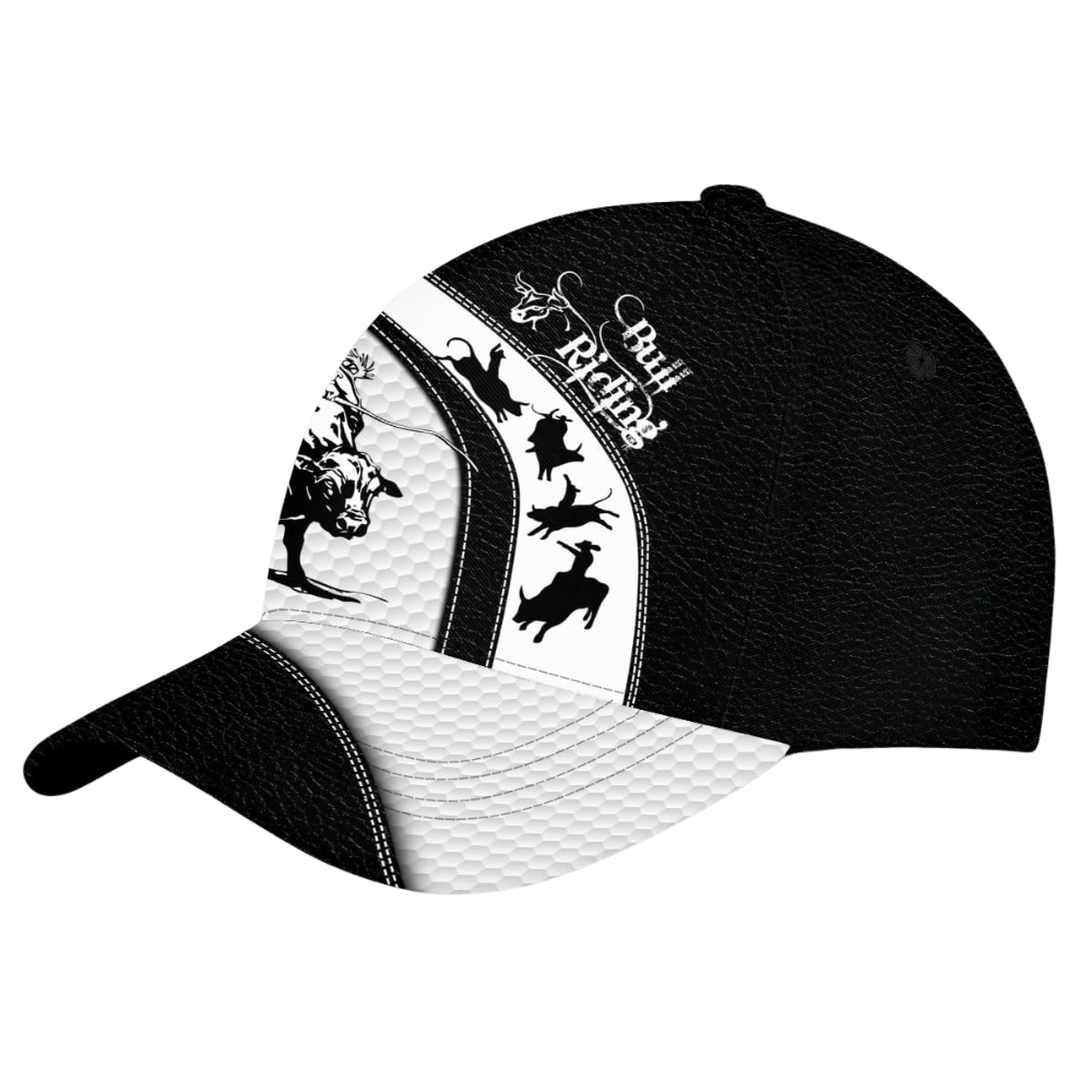 Custom Name Bull Riding Cowboy Baseball Cap Black White, Custom Western Bull Riding Cap Hat CP0562