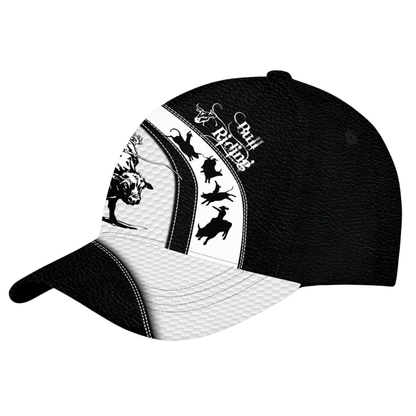 Custom Name Bull Riding Cowboy Baseball Cap Black White, Custom Western Bull Riding Cap Hat CP0562