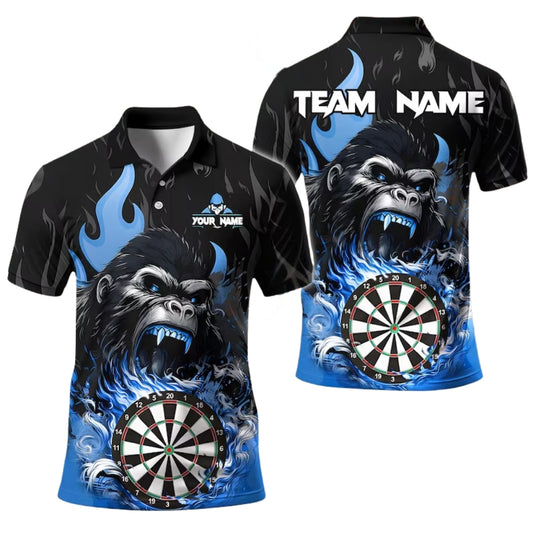 Custom Gorilla Darts Men Polo Shirt, Custom Gorilla Flame Dart Team Shirts DE0010