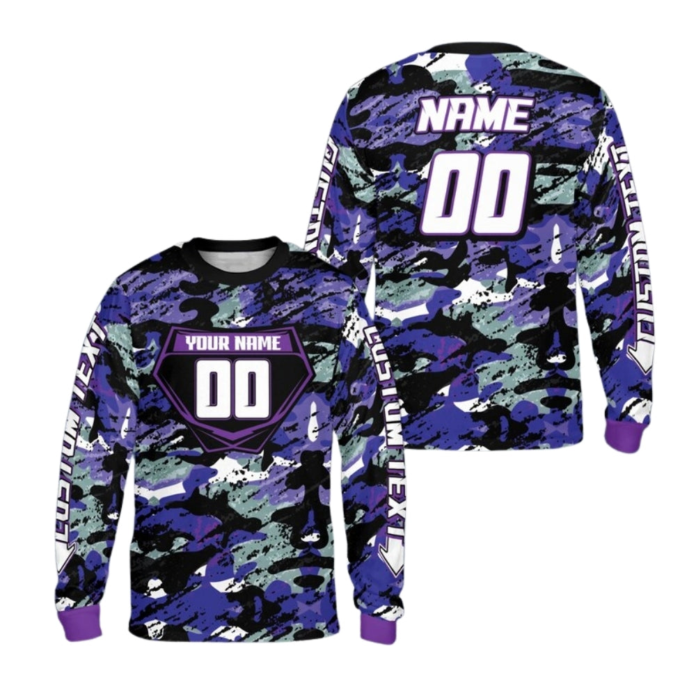 Custom Camoflage Motocross Long Sleeve Jersey For Men, Custom Camo Dirt Bike Shirts ME0062