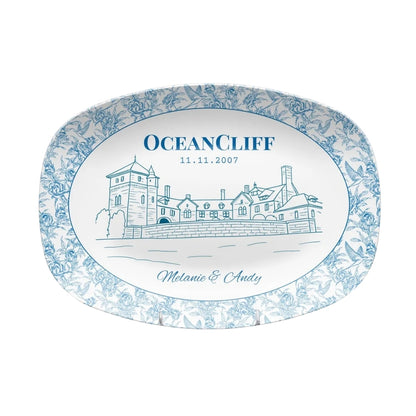 Custom Blue and White Wedding Venue Platter, Custom Platter For Wedding Engagement WD0060