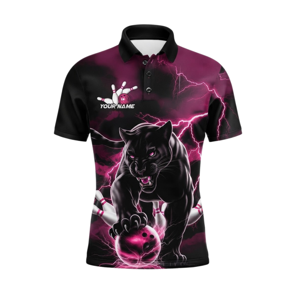 Custom Panther Thunder Bowling Polo Shirt For Men, Custom Panther Bowling Team Shirt BZ0989
