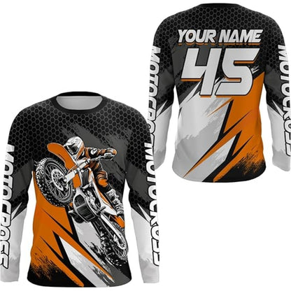 Custom Blue Motocross Racing Long Sleeve Jesey For Men, Motocross Jersey Custom MZ0023