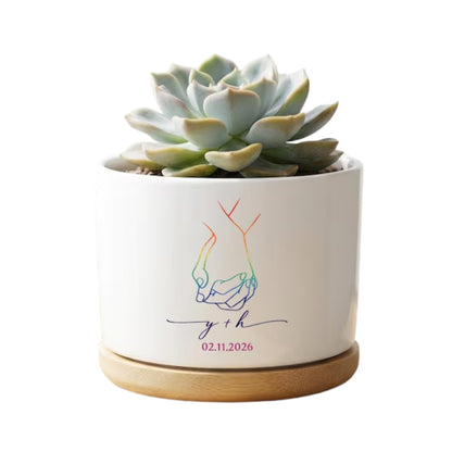 Personalized LGBT Wedding Flower Pot, Custom LGBT Planter WD0333