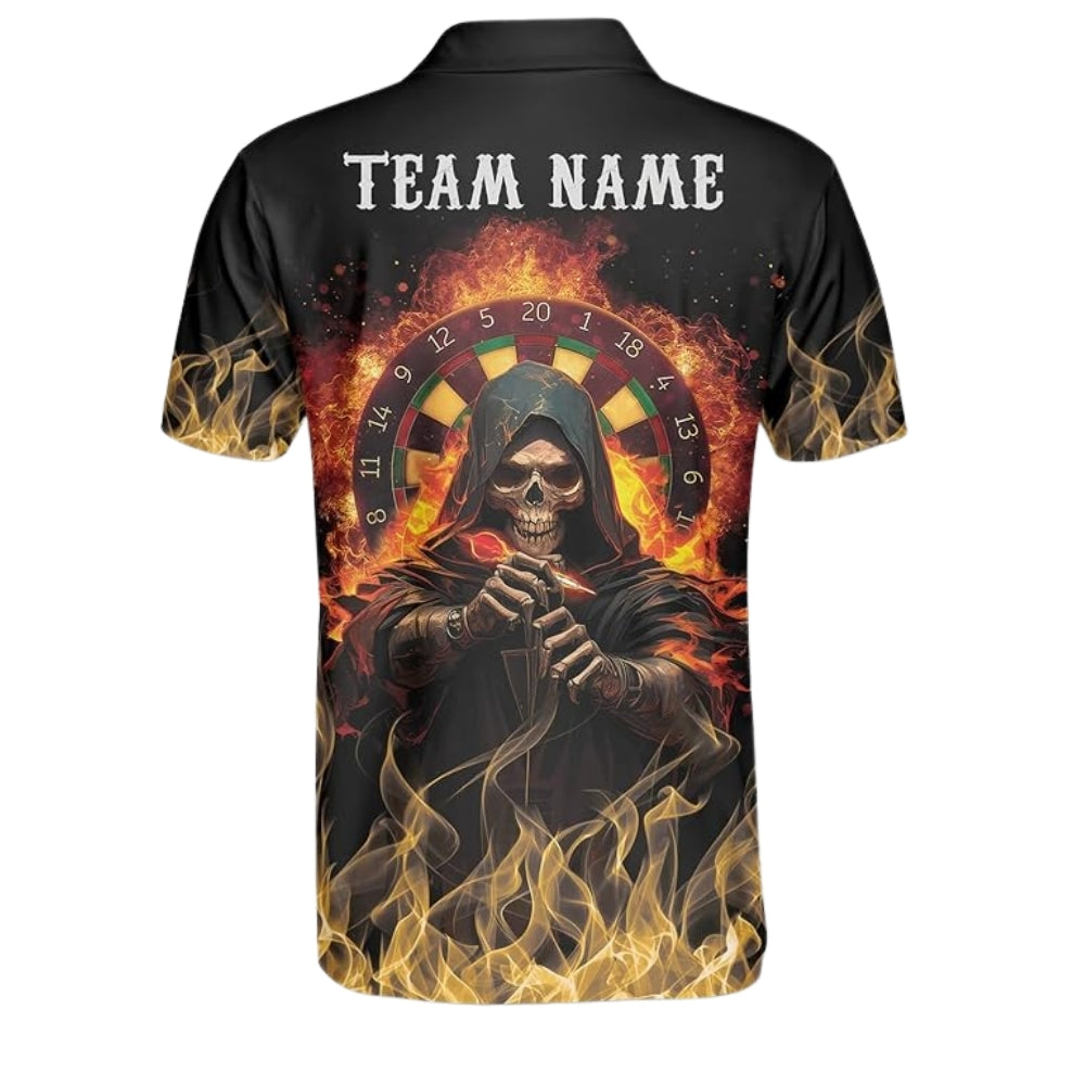 Custom Skull Darts Team Polo Shirts, Custom Flame Skull Darts Team Shirts DZ0033