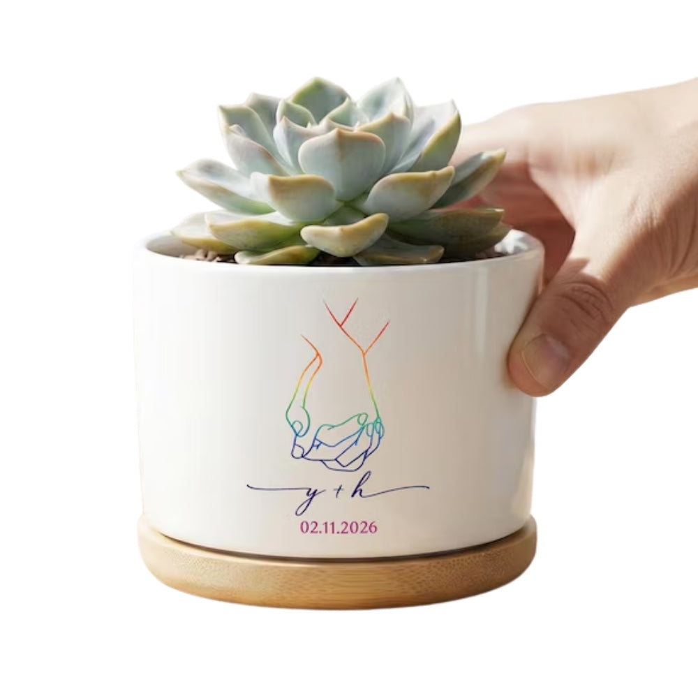 Personalized LGBT Wedding Flower Pot, Custom LGBT Planter WD0333