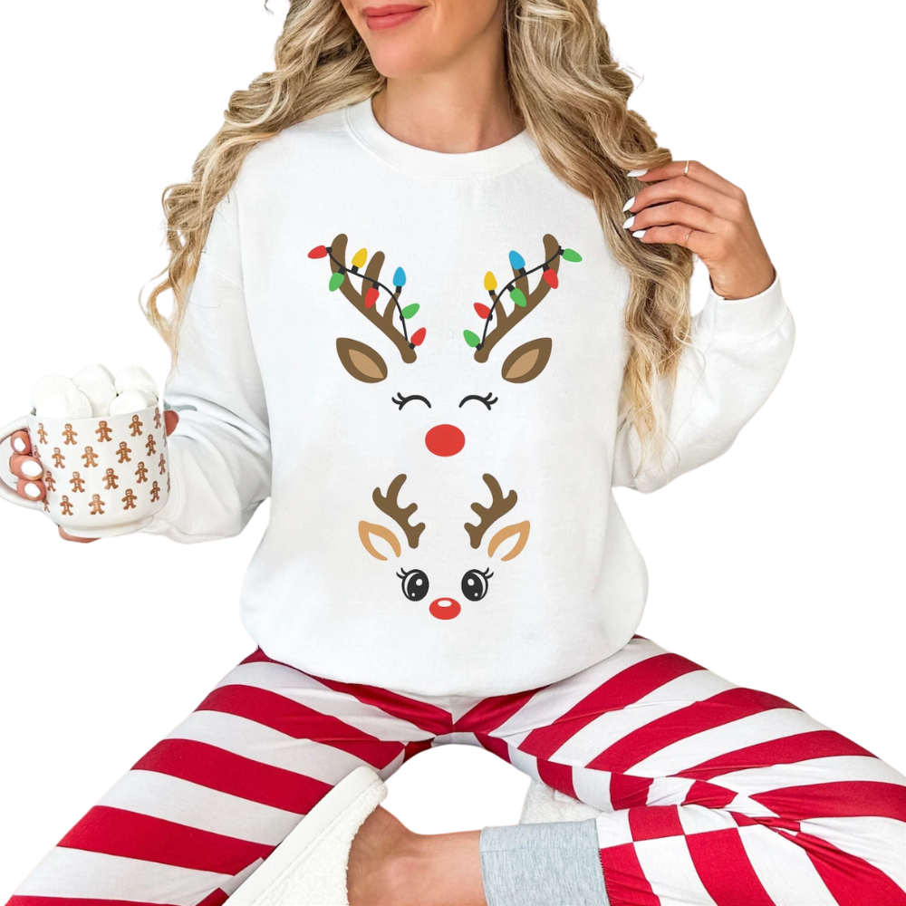 Reindeer Pregnancy Christmas Sweatshirt For Ladies, Baby Announcement Christmas Sweatshirt 2D1184