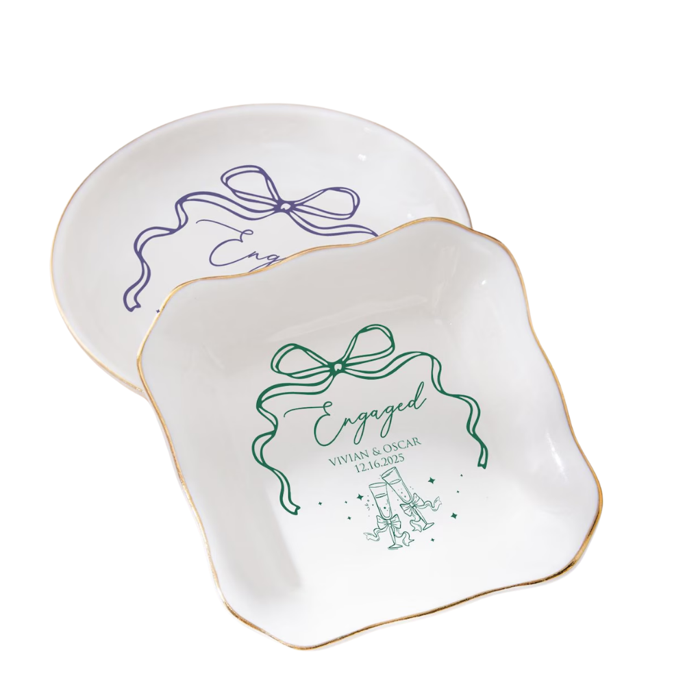 Personalized Engaged Jewelry Dish, Custom Engagement Ring Dish WD0480