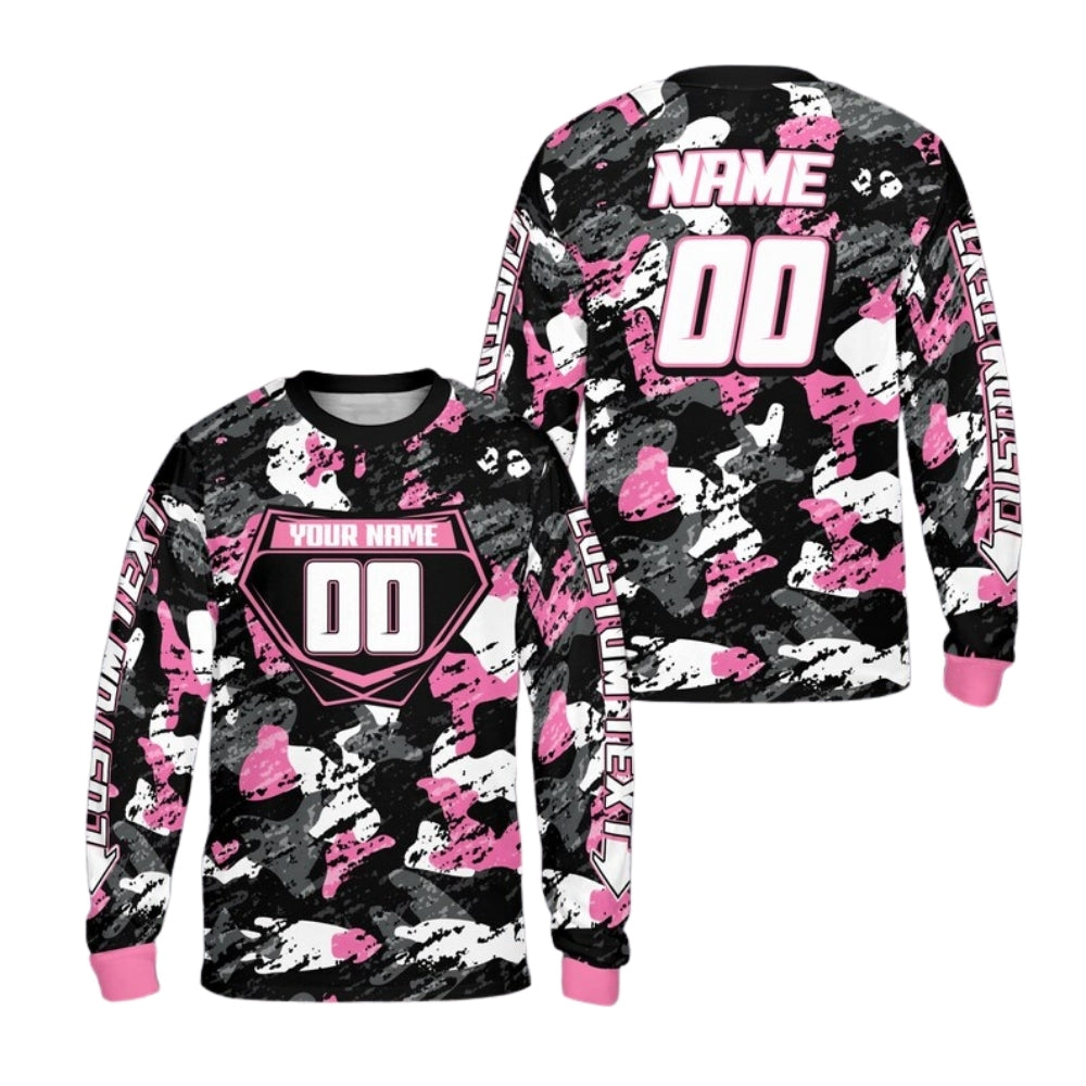Custom Camoflage Motocross Long Sleeve Jersey For Men, Custom Camo Dirt Bike Shirts ME0062