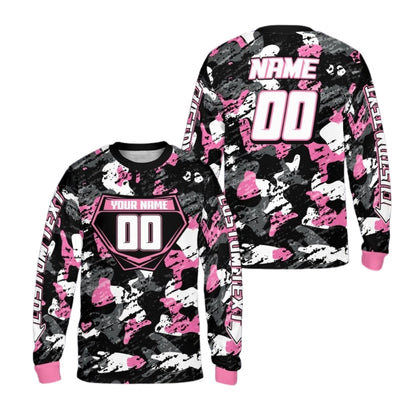 Custom Camoflage Motocross Long Sleeve Jersey For Men, Custom Camo Dirt Bike Shirts ME0062