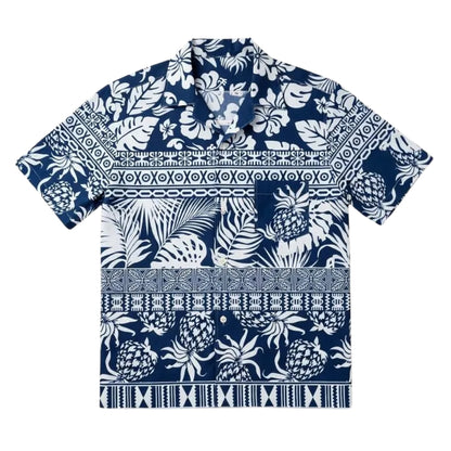 Tribal Tropical Blue And White Hawaiian Matching Shirts For Family, Family Tribal Matching Hawaiian Shirts ET0540