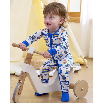 Police Car Airplane Baby Convertible Romper Zipper, Baby Police Convertible Romper BB0605