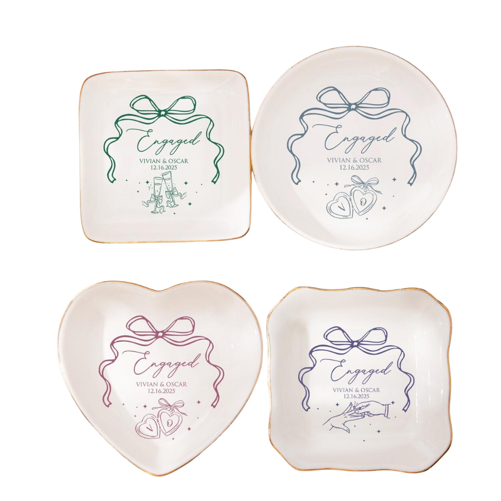 Personalized Engaged Jewelry Dish, Custom Engagement Ring Dish WD0480